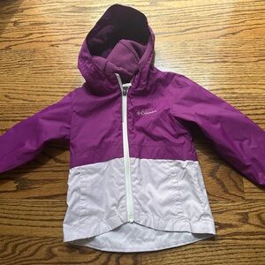 Columbia Toddlers' Hooded Two-Tone Purple Rain Jacket, 3T
